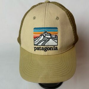 Patagonia Line Logo Ridge Lopro Trucker Hat Snap Back Beige Unisex Mesh Back